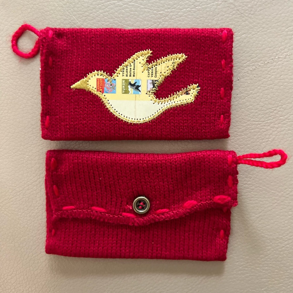 2 VTG Starbucks Knit Envelope & Card Holiday Ornament Gift Card Pouch